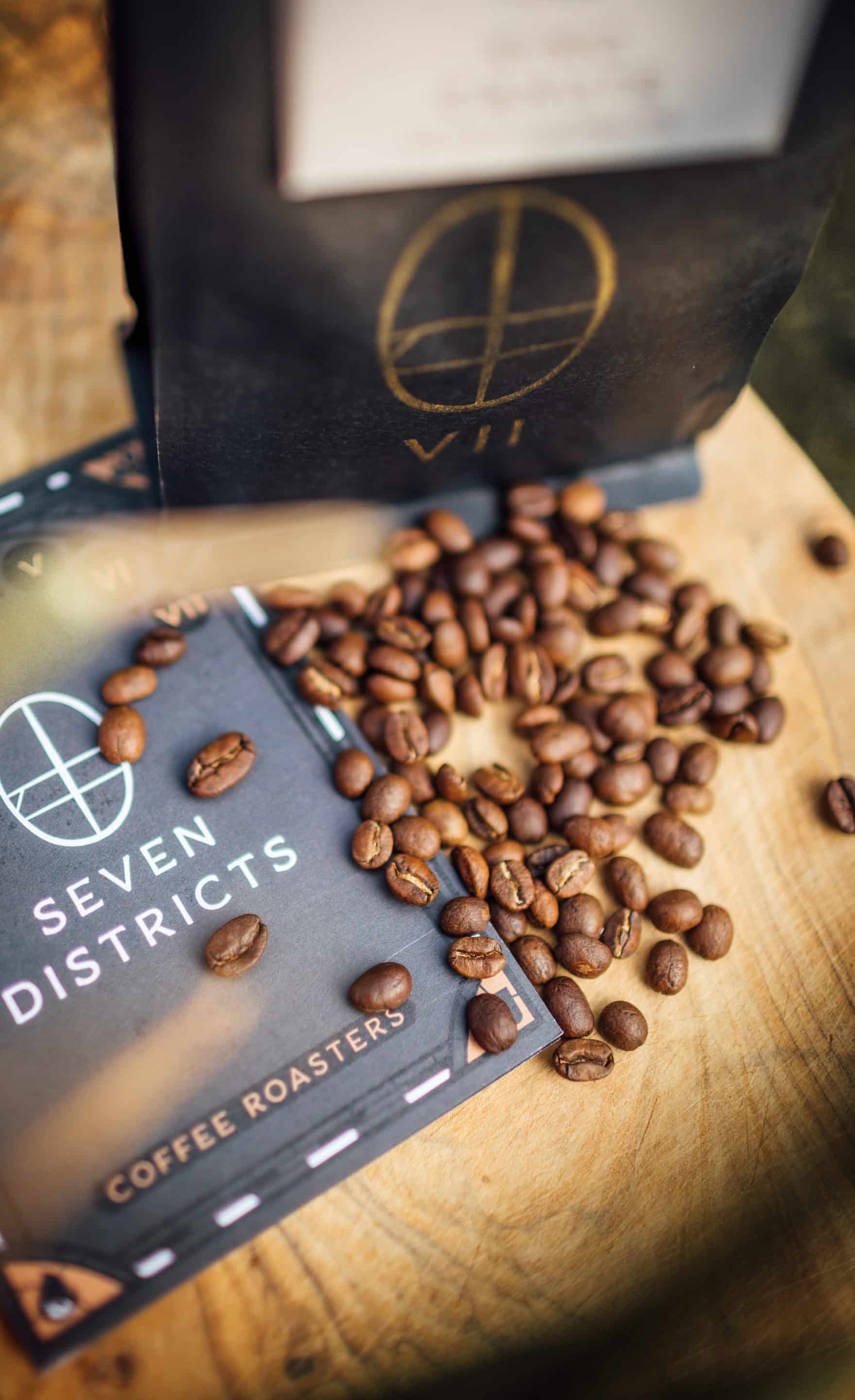 Booklet of Seven Districts Coffee with bag of beans